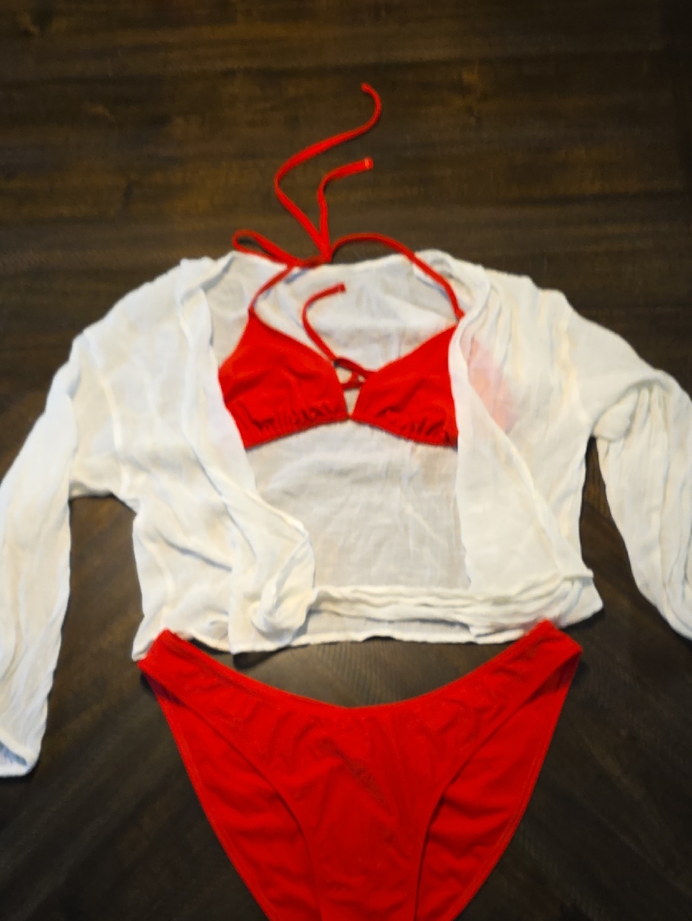 wild fable Red Triangle String Bikini Set